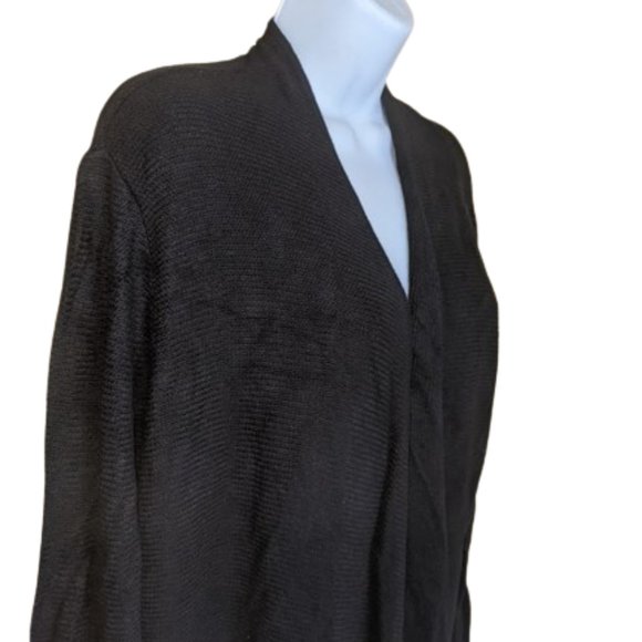 Black Assymmetrical Open Front Cardigan Size 2X - Picture 2 of 3
